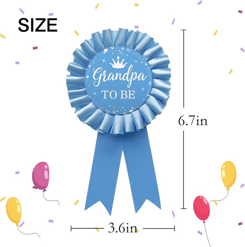 WOWOPA Grandpa to Be Pin, Gender Reveals Baby Shower Tinplate Badge Blue Corsage Button Pin, New Grandpa Party Gift Decorations Sign - 1Pcs - Image 2